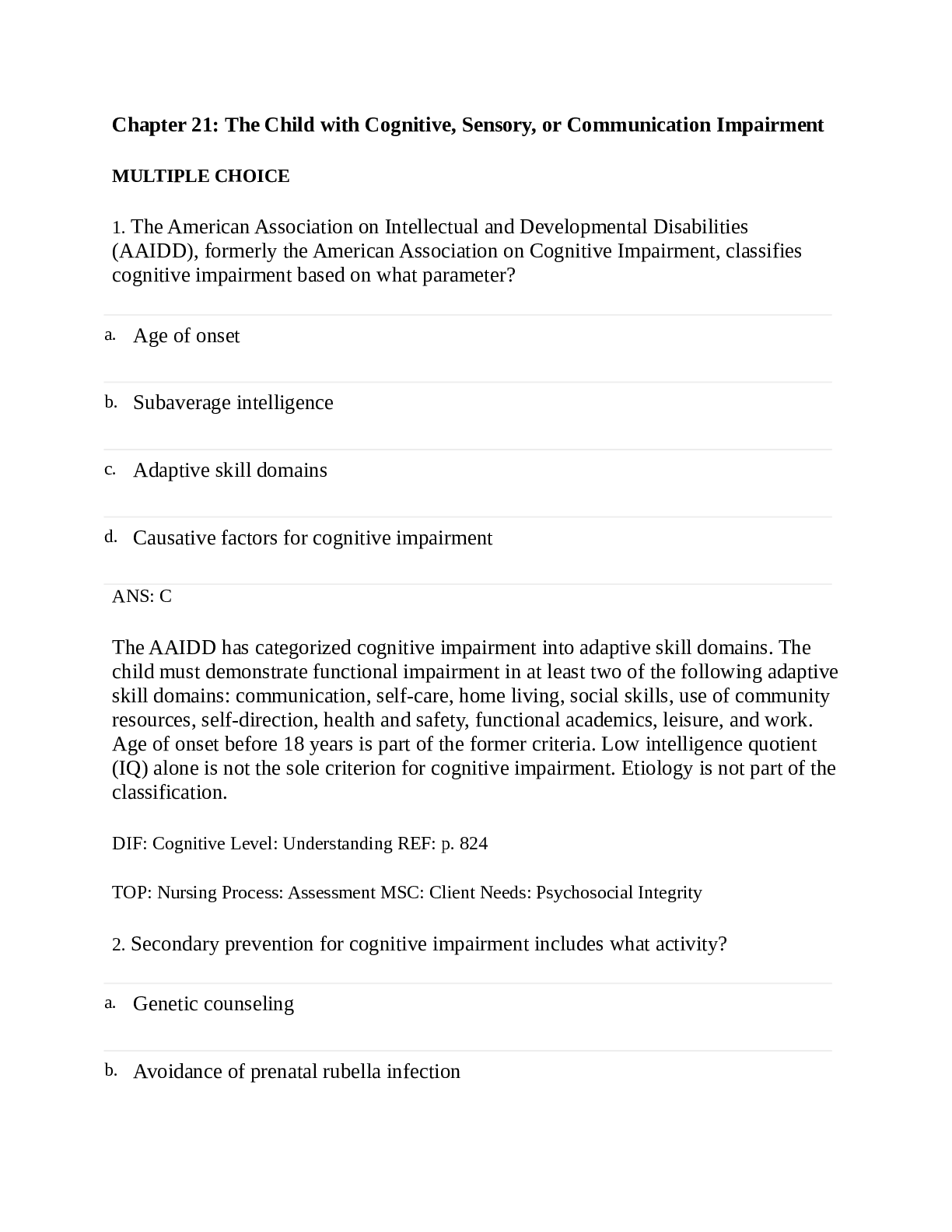Preview of PEDS NR 328 Exam 3 Test Bank